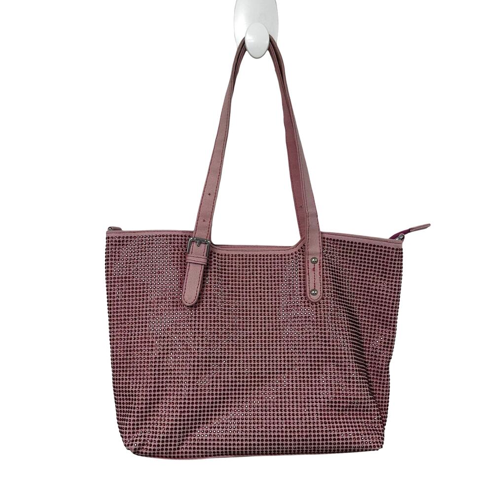 Unbranded Pink Rhinestone Embellished Double Handle Tote Bag AS IS